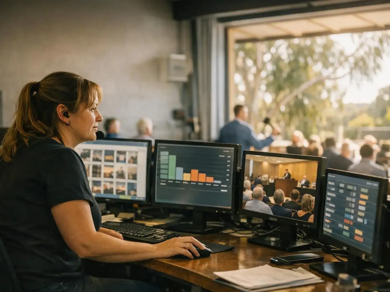 Certified inspector examining motorcycle condition at Gladstone auction facility near Barney Point