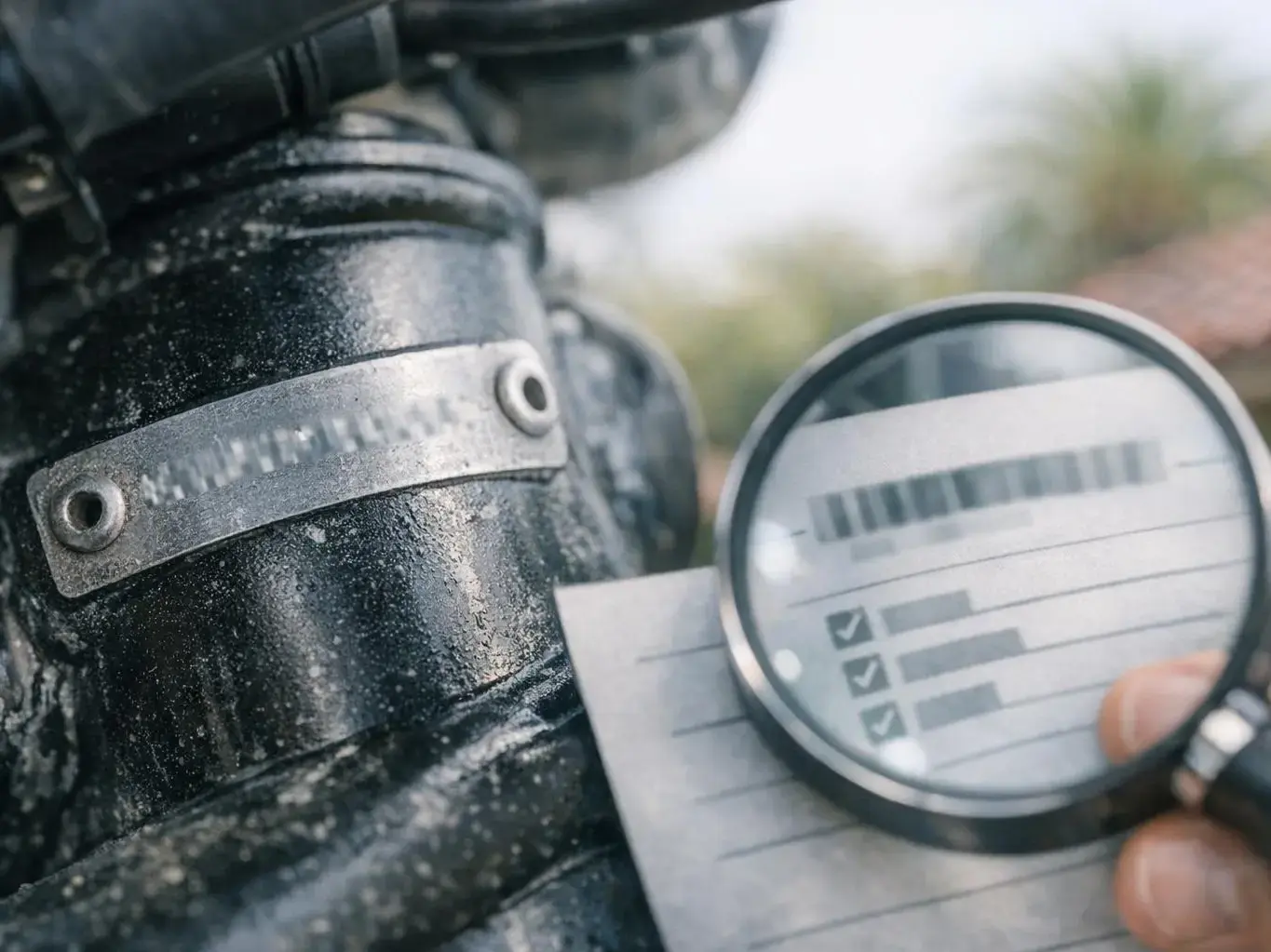 Damaged motorcycle inspection in progress with detailed condition report for Dubbo buyer