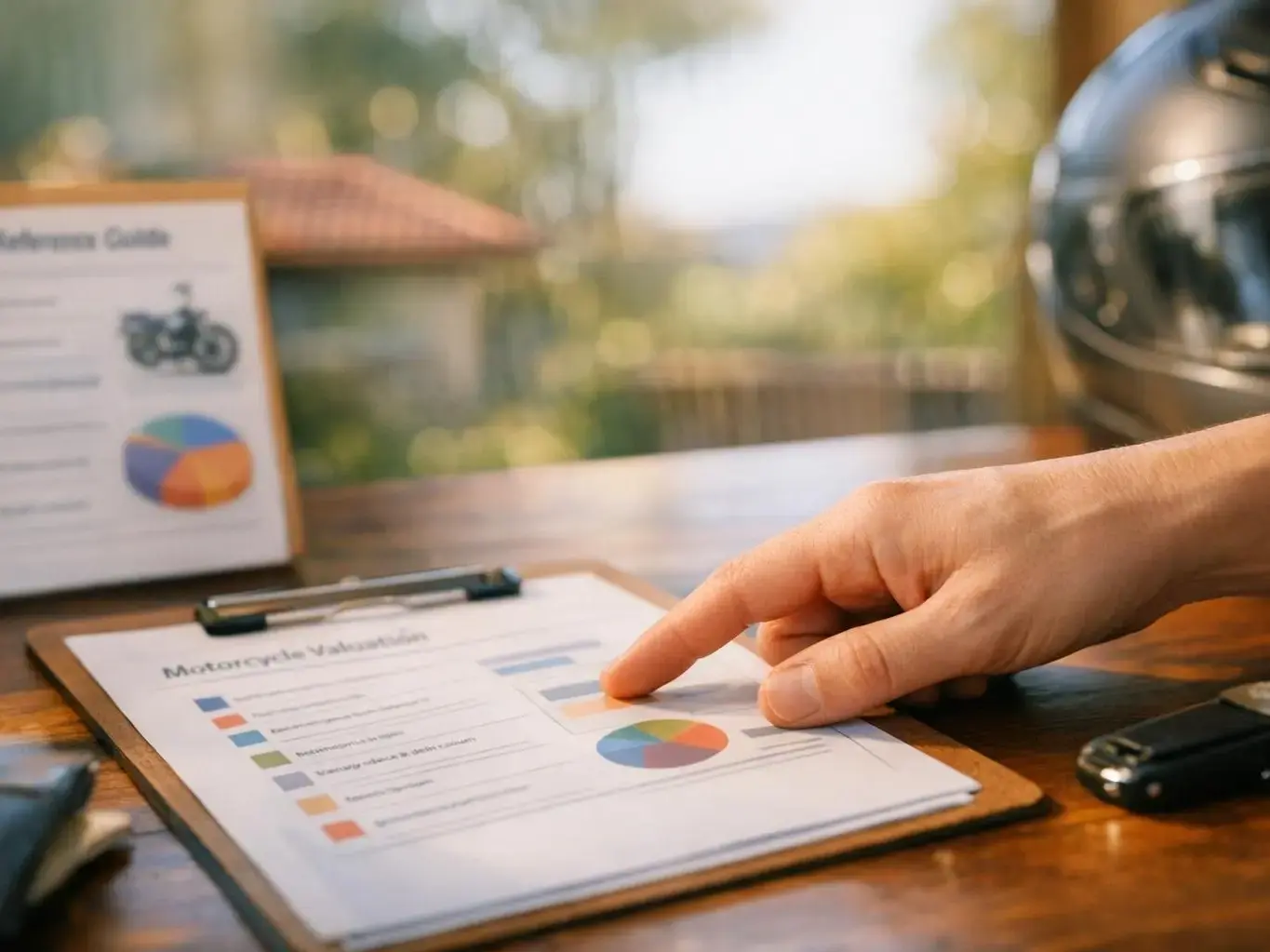 Classic motorcycle on auction block with Champion Bay maritime backdrop